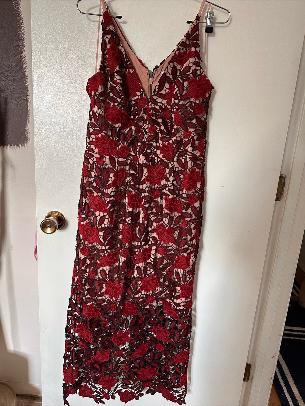 Dress the Population Aurora Embroidered Lace Midi Cocktail dress